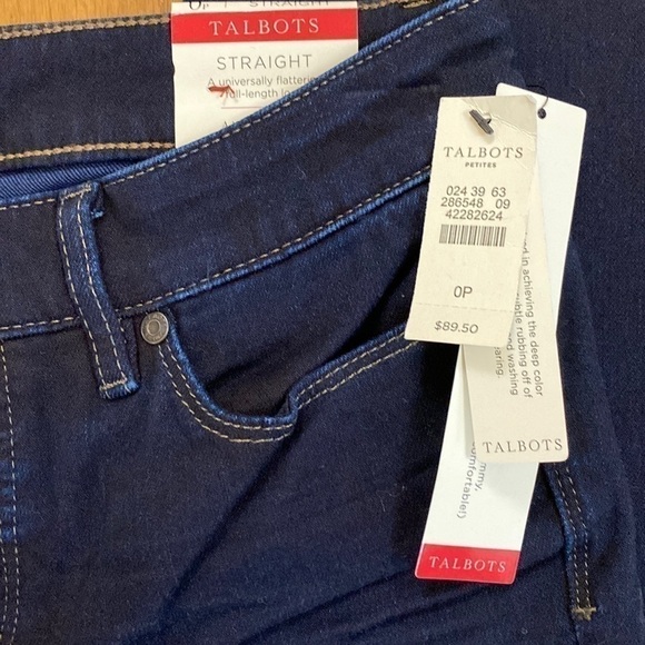 NWT Talbots flawless five pocket jeans woman’s size 0 p straight leg blue jeans - Picture 5 of 11